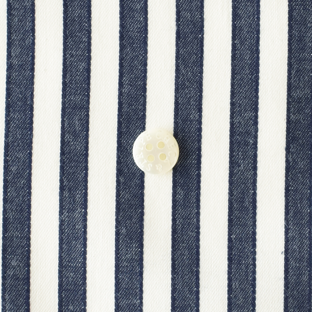 さらっとしたコットンストライプ　ホワイト×ネイビー