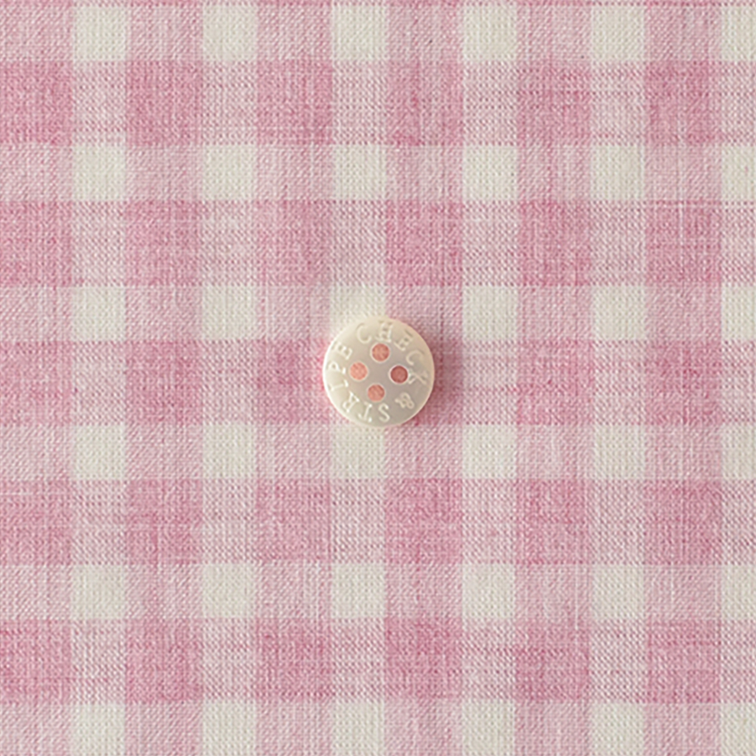 幅広コットンブロードギンガムチェック　ホワイト×ピンク