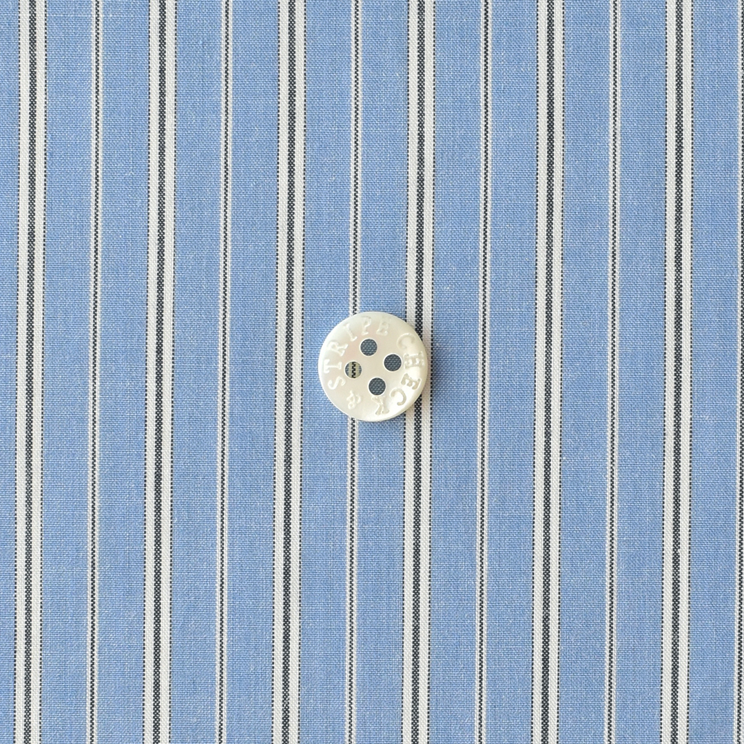 幅広コットンタイプライター先染めストライプ　サックス系