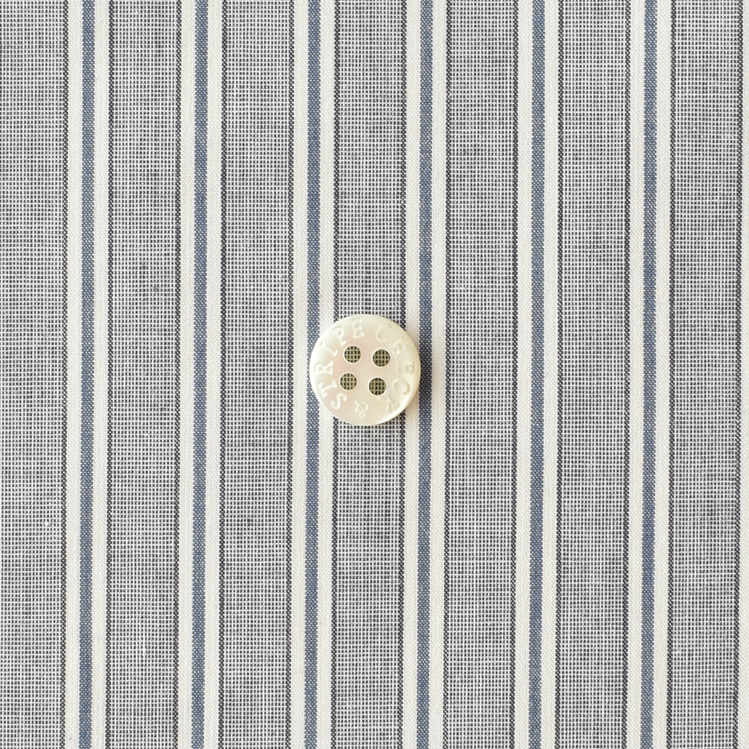 幅広コットンタイプライター先染めストライプ　ネイビー系