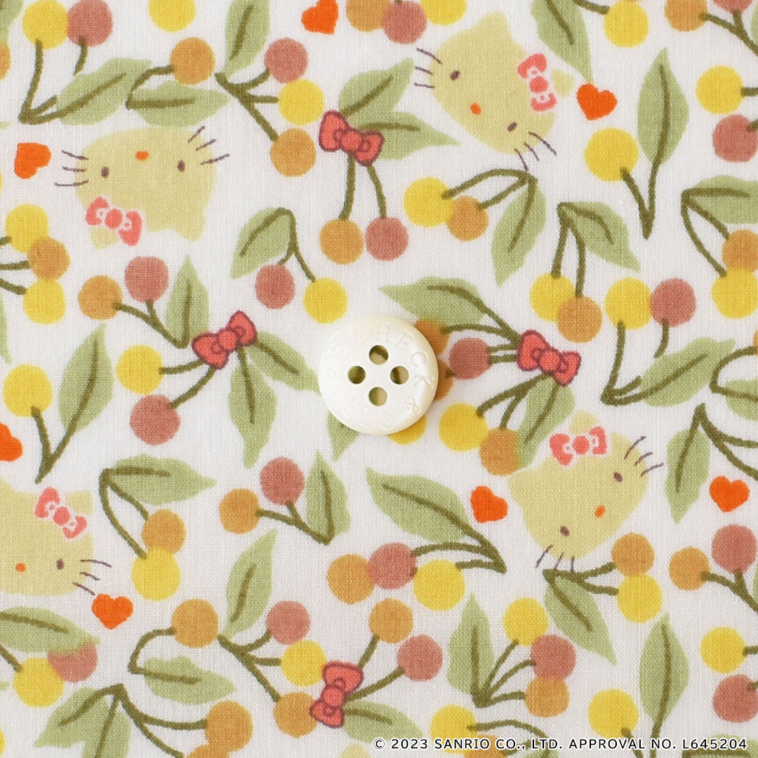 リバティプリント　Cherries and Bows  J24B(マスタード系)