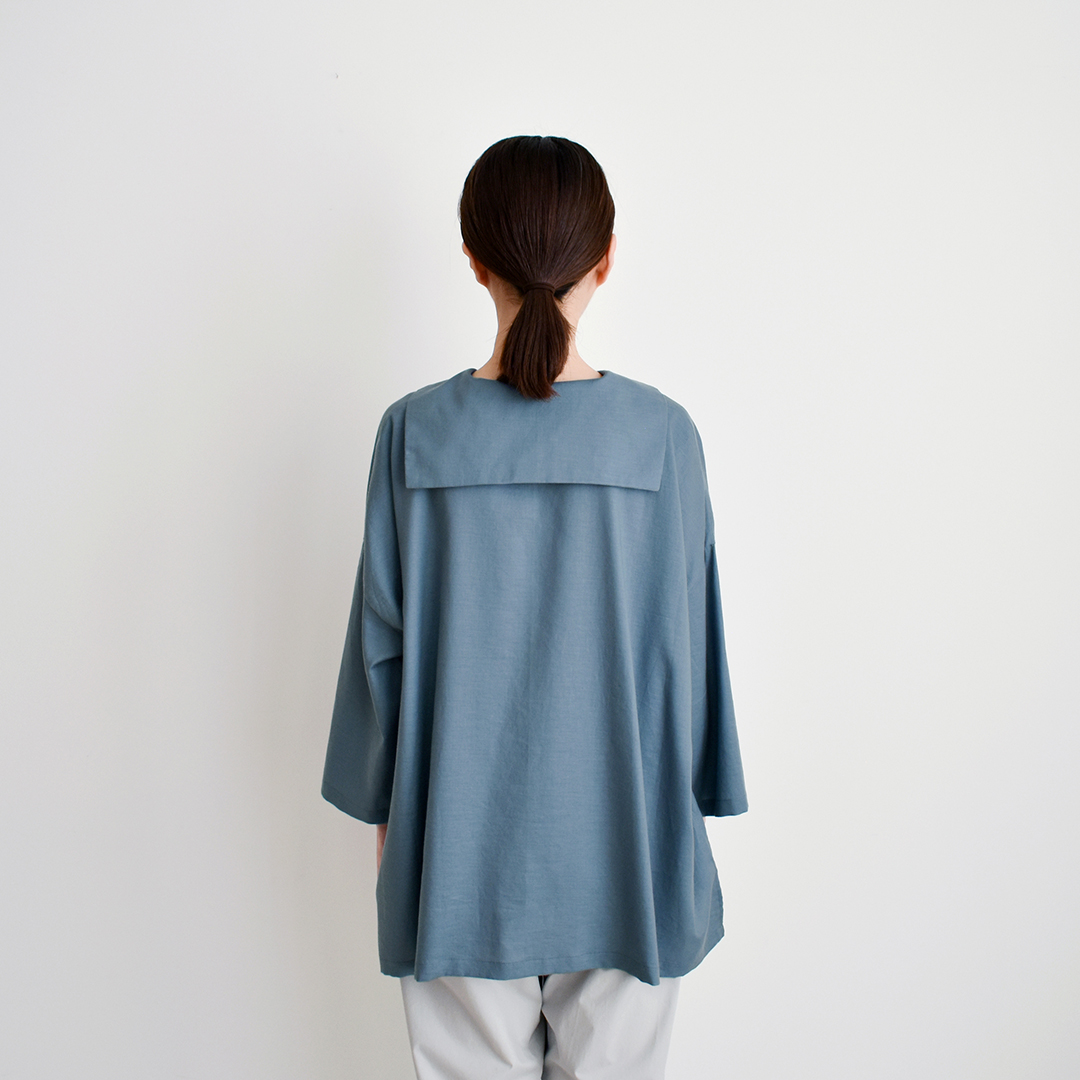 CHECK＆STRIPE / C&Sオリジナルコットンシルク ラヴァージュ ブルーグレー 