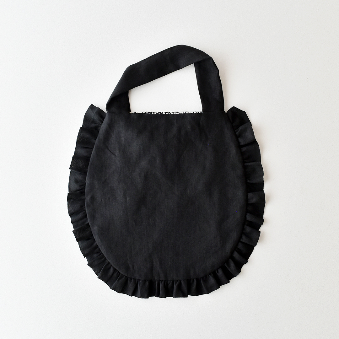 フリルのドロップ型お出かけバッグのキット　ブラック