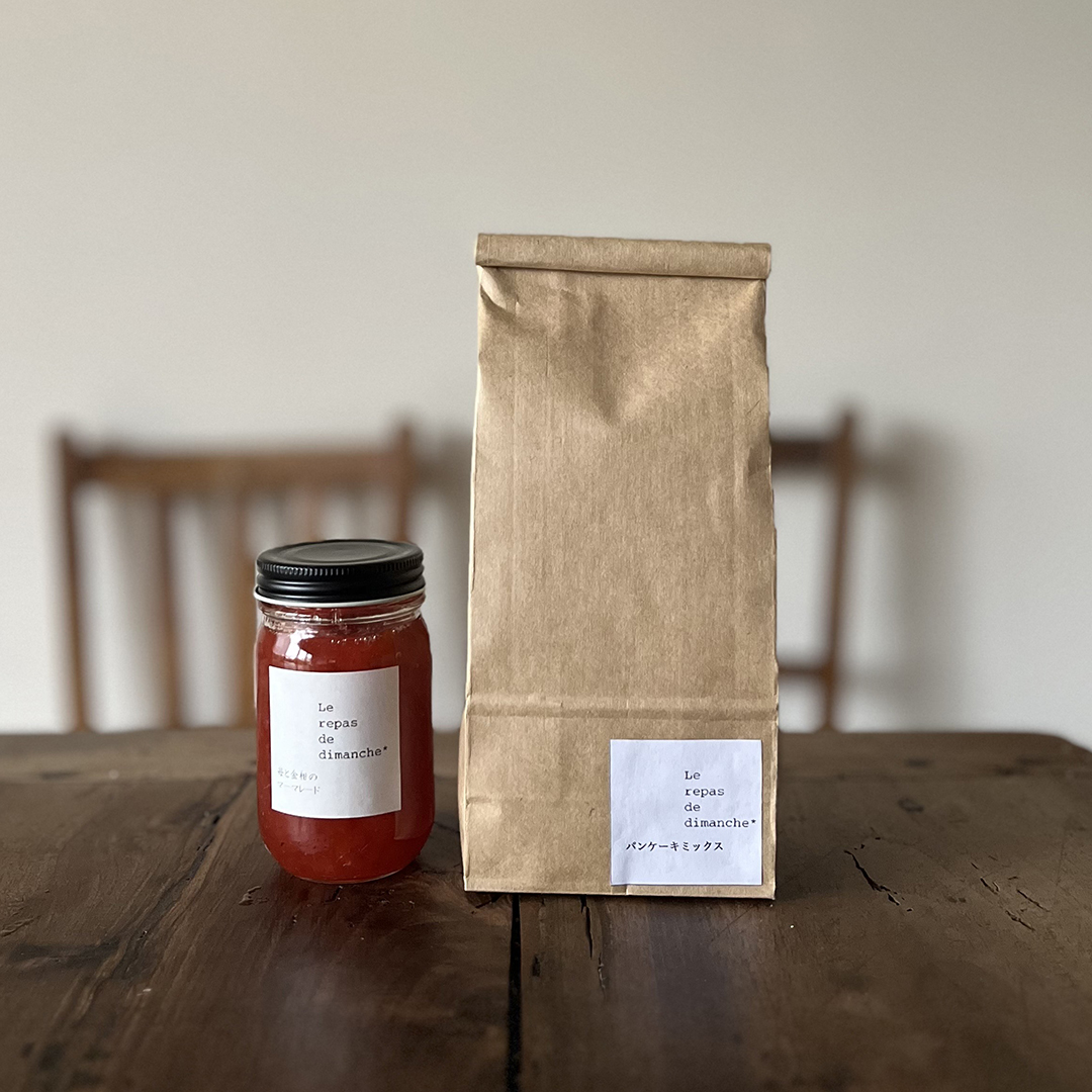 日曜日のごちそう パンケーキミックスとジャムのセット　いちごと金柑のマーマレード