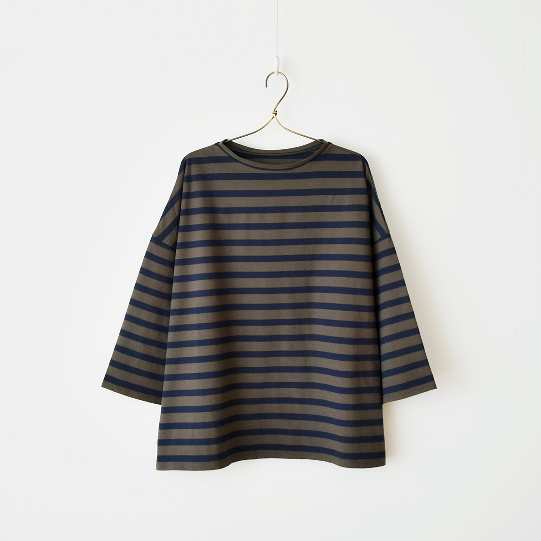 ボーダーTシャツ ロングスリーブ　ブラウン×ネイビー