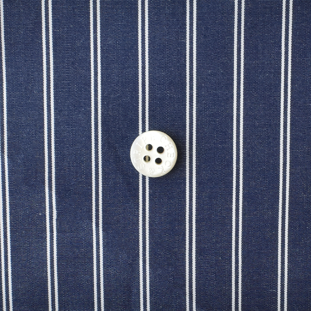 (特価)幅広しなやか高密度コットンダブルストライプ　ネイビー系