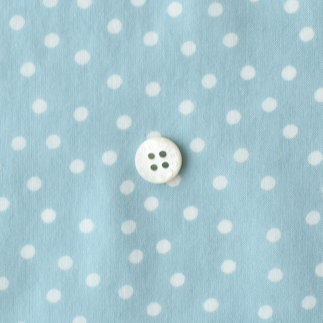 コットンローンタンブラープリント ドット　サックス×ホワイト