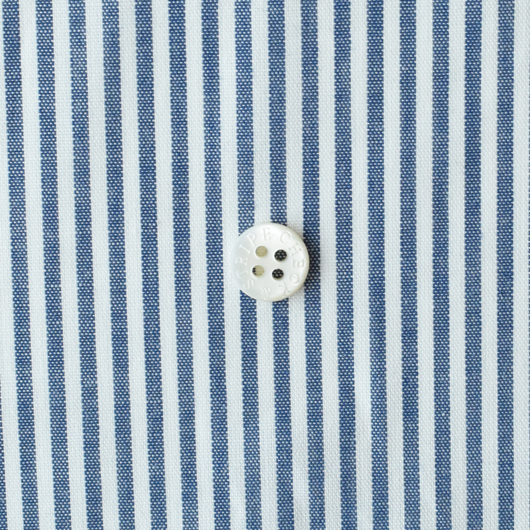 幅広のなめらかコットンストライプ　サックス×ホワイト