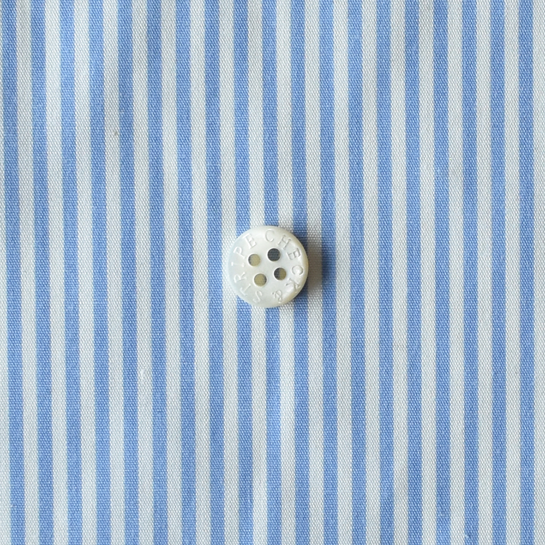 (特価)さらりとしたコットンポプリンストライプ 細　サックス×ホワイト