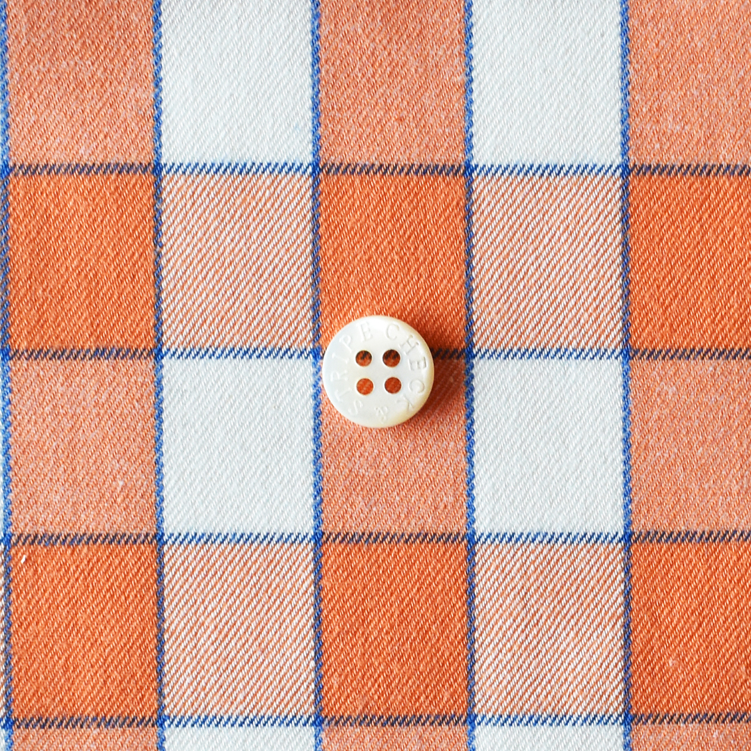 (特価)先染めハイカウントツイルチェック　オレンジ×ホワイト