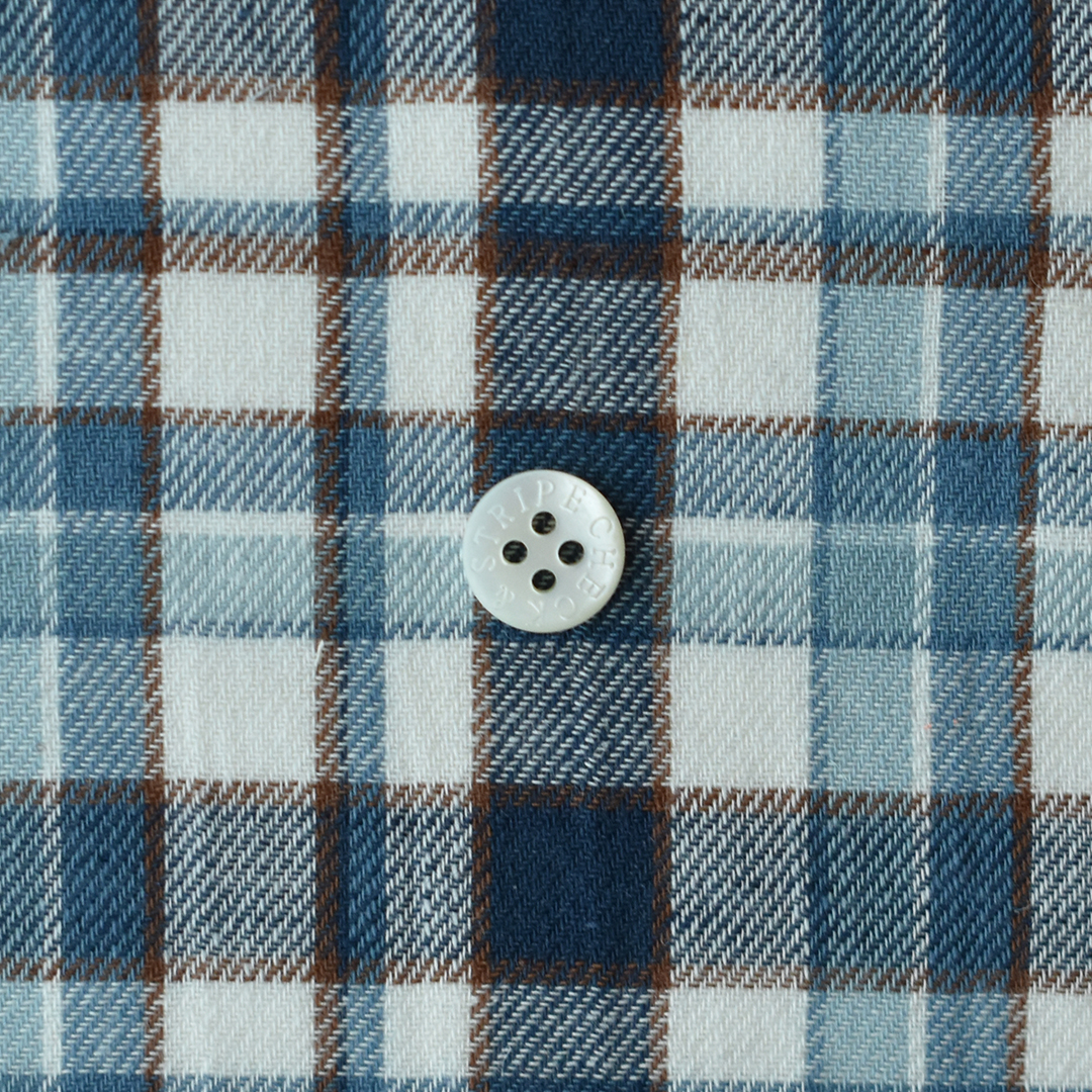 (特価)やわらかコットンリネンのツイルチェック　ブルー×ホワイト系