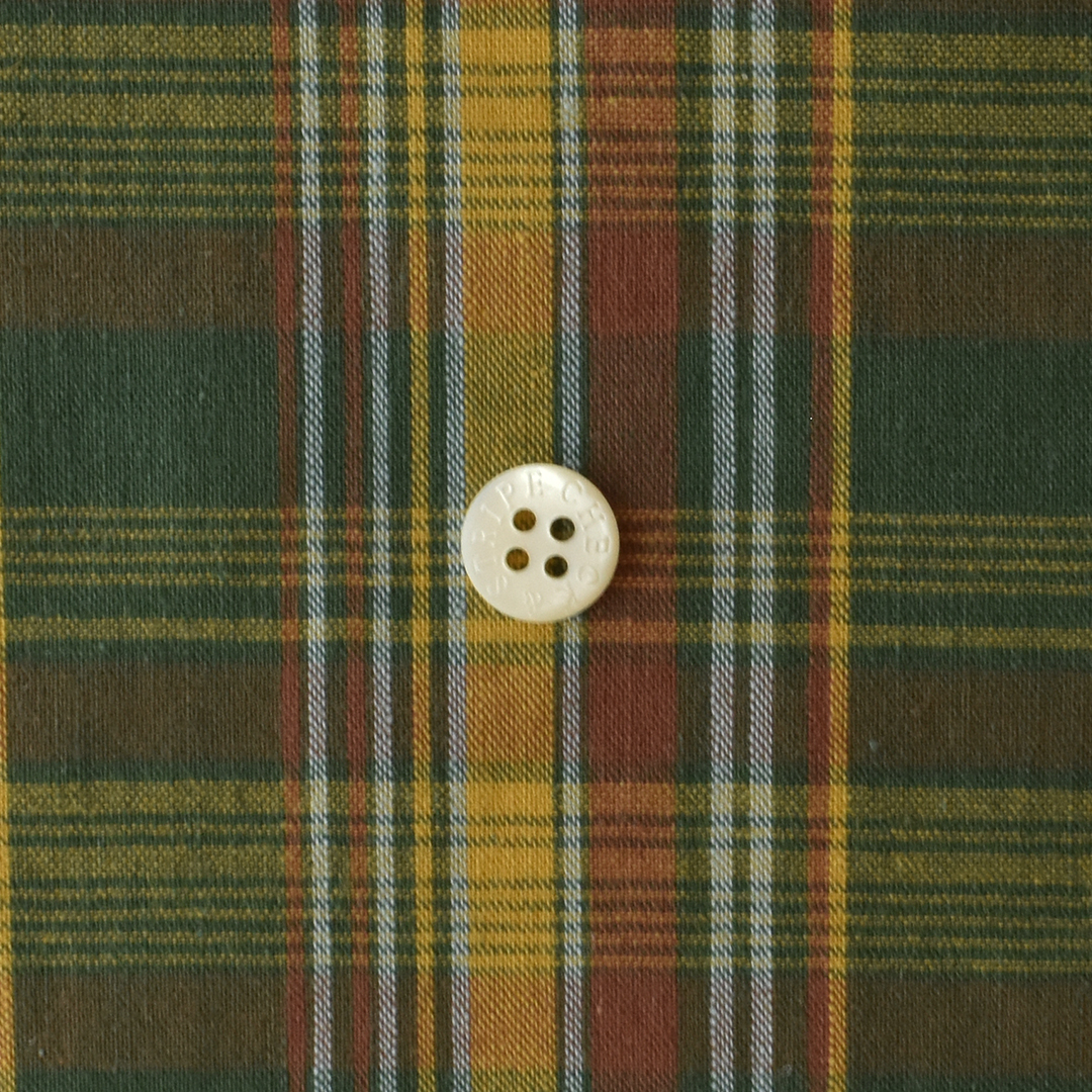 薄手のコットンリネンマドラスチェック　ダークグリーン×イエロー×ブラウン系