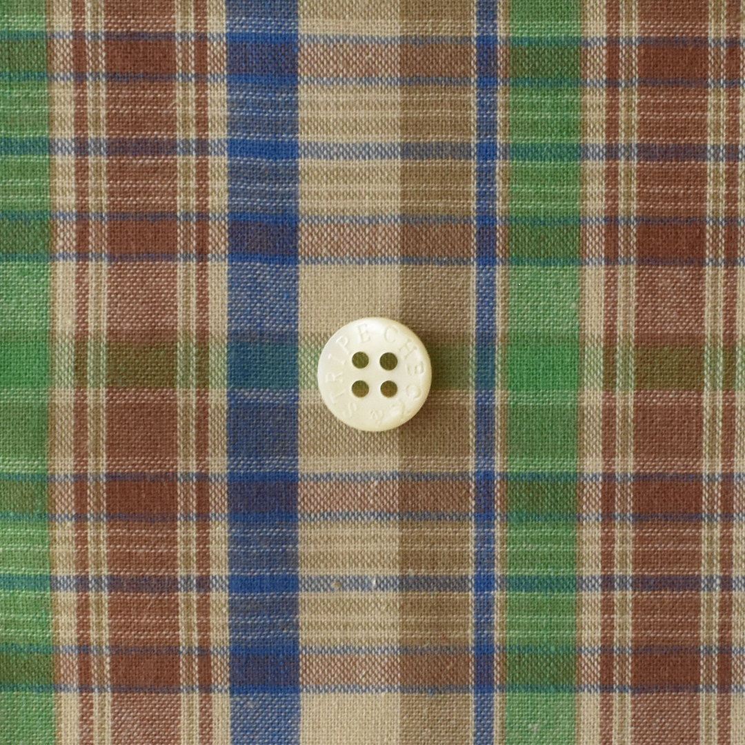 薄手のコットンリネンマドラスチェック　ブラウン×グリーン×ブルー系