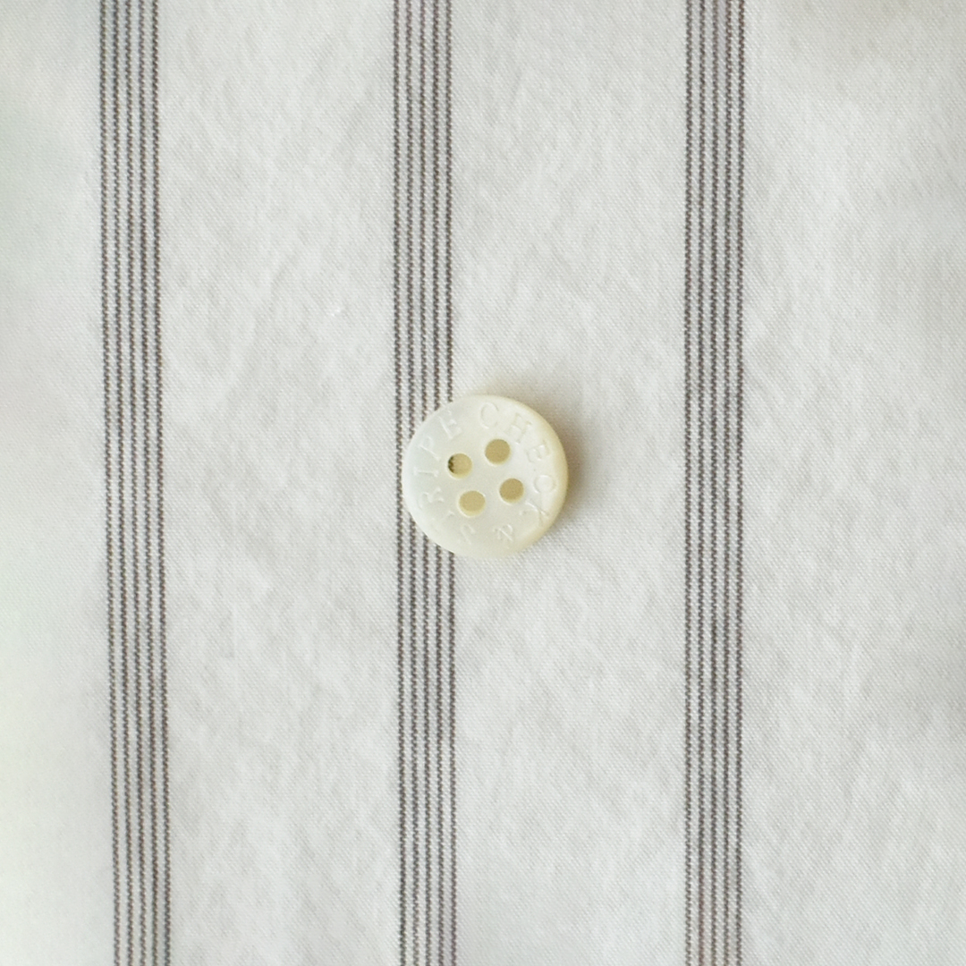 ハリ感のあるコットンナイロンストライプ　オフホワイト×ブラウン