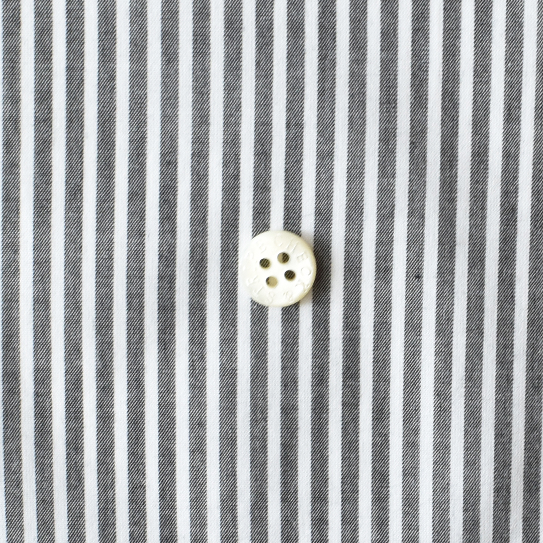 播州織のコットンローン先染めストライプ　ホワイト×ブラック