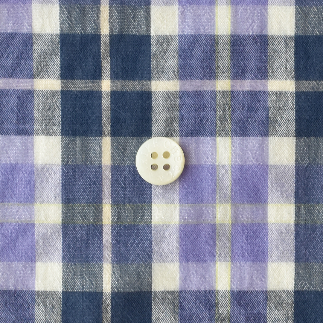 幅広薄手のコットン先染めチェック　ネイビー×パープル系