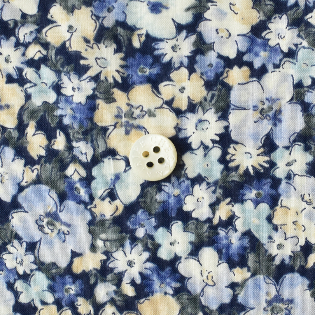 コットンローン小花柄プリント 　ブルー系