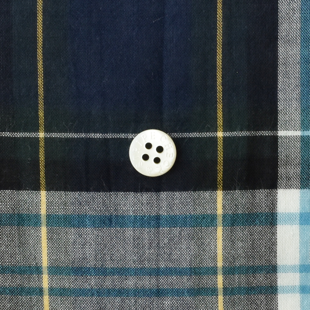 ギザコットンローンのブラックウォッチ　オフホワイト×ネイビー系