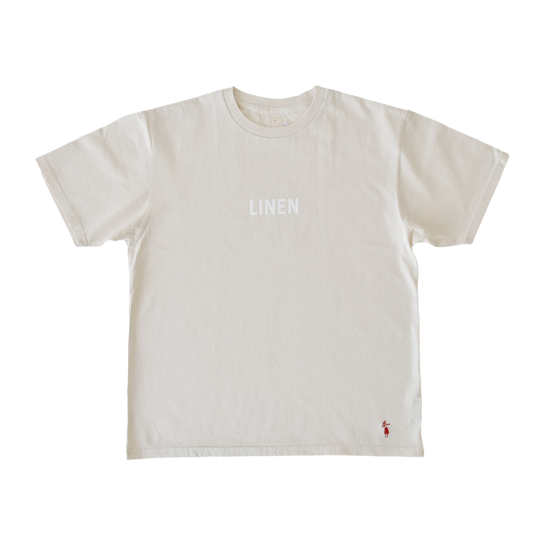 Tシャツ LINEN FLOWER オフホワイト　S