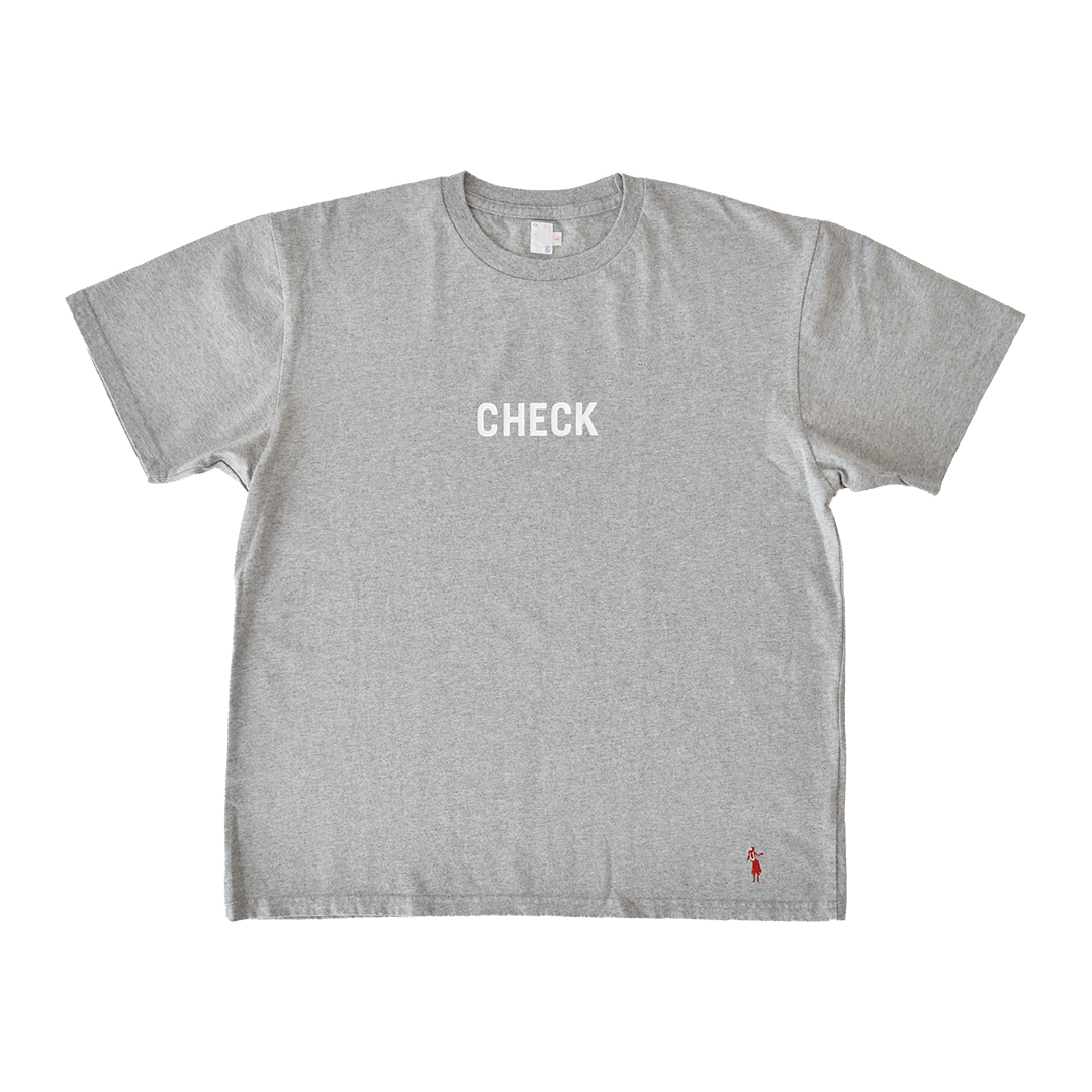 Tシャツ CHECK STRIPE グレー　M