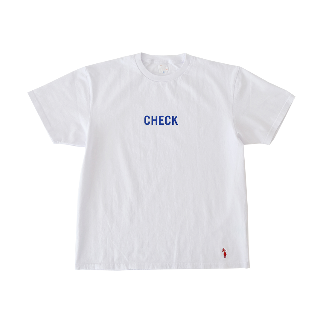 Tシャツ CHECK STRIPE ホワイト　XS