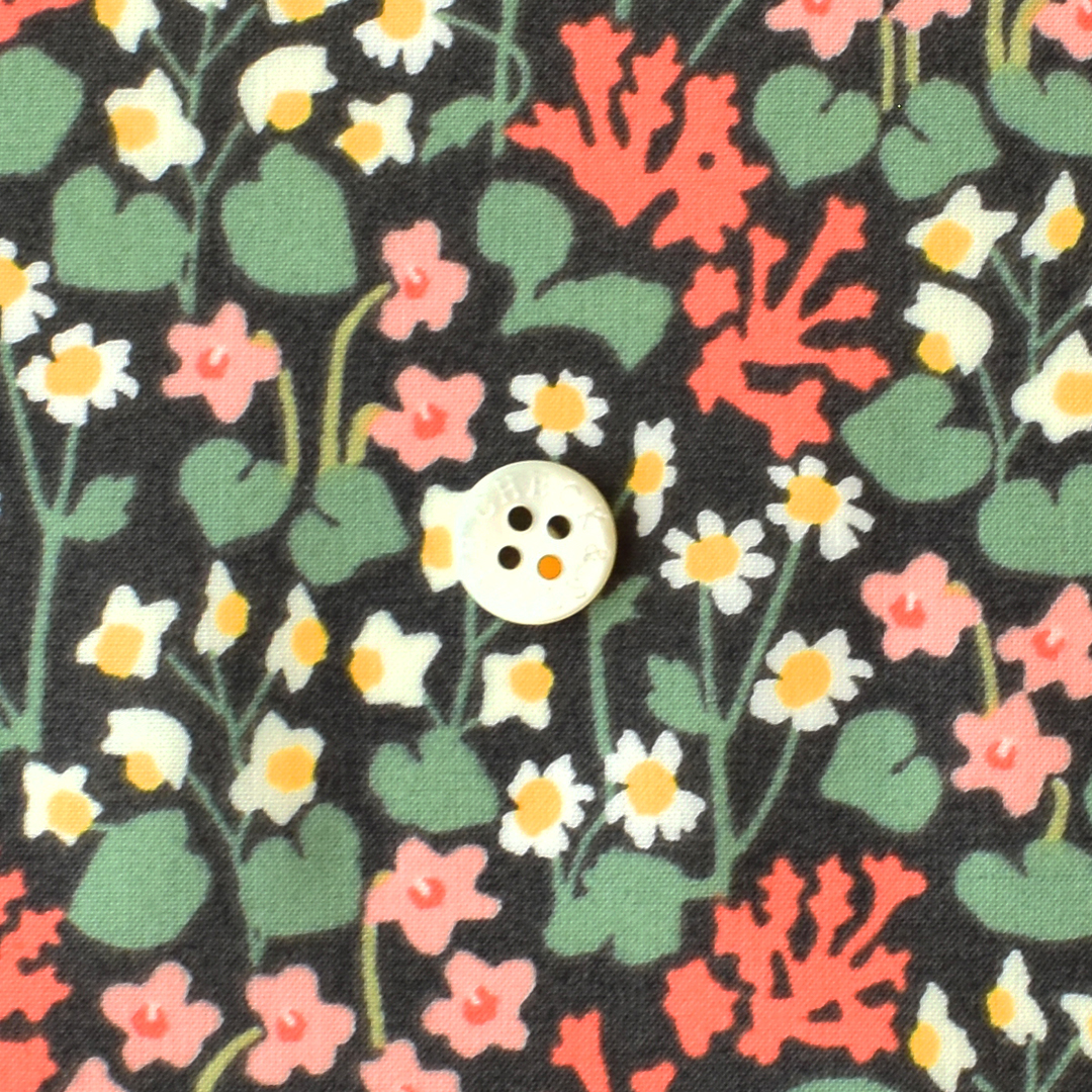 Garden オーガニックコットンローン　1D(チャコール×ピンク)