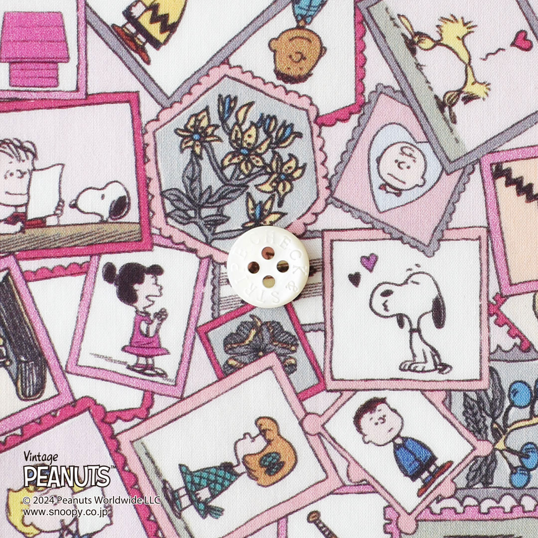 リバティプリントラミネート(レシピ付き)　Stamp Collection J24B(ピンク系)
