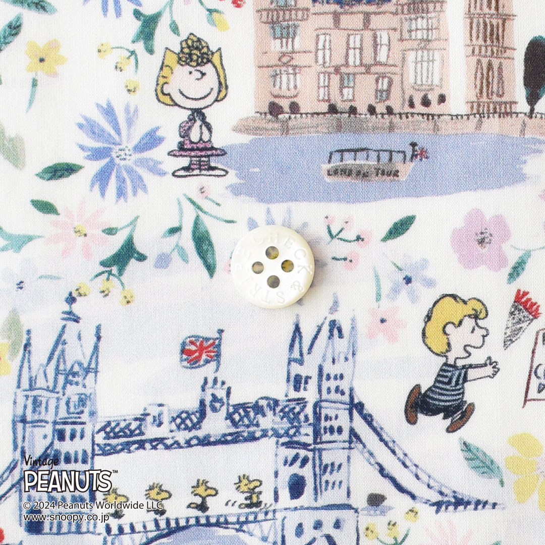 リバティプリントラミネート(レシピ付き)　A London Adventure J24A(ブルー)