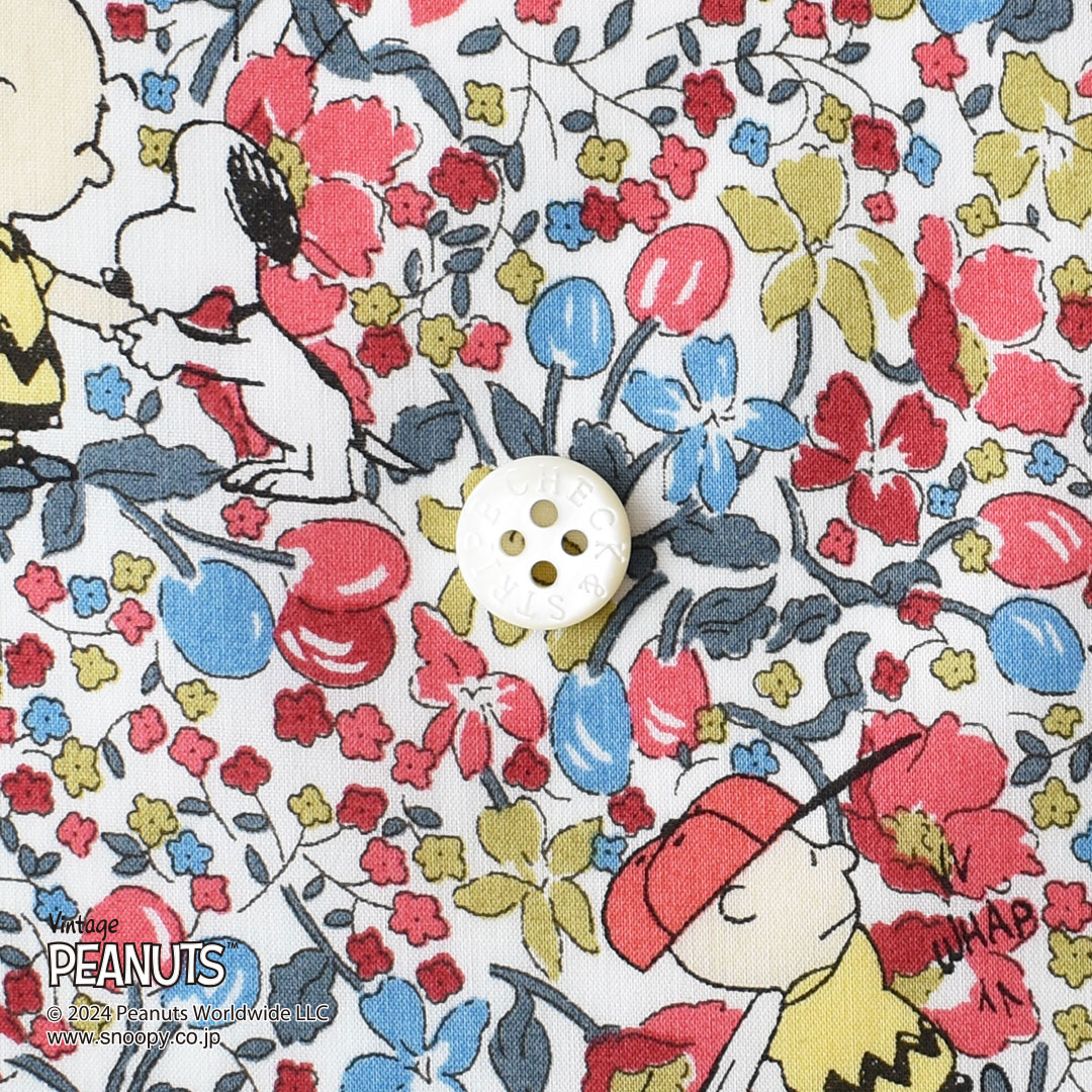 リバティプリントラミネート(レシピ付き)　Charlie Brown's Flowers J24A(レッド)