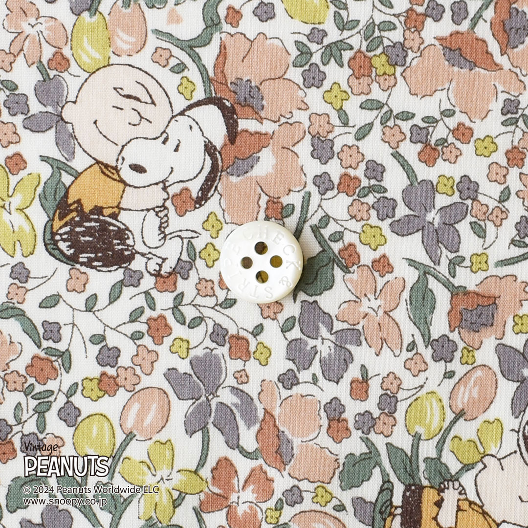 リバティプリントラミネート(レシピ付き)　Charlie Brown's Flowers J24D(ベージュ)