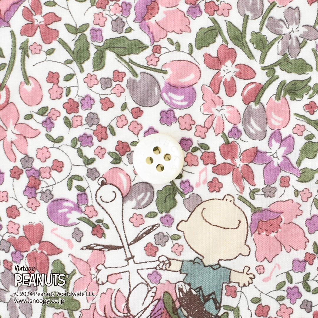 リバティプリントラミネート(レシピ付き)　Charlie Brown's Flowers J24B(ピンク)