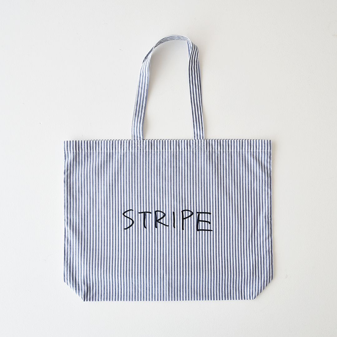 YAECA × CHECK&STRIPE ロゴトートバッグ　STRIPEネイビー