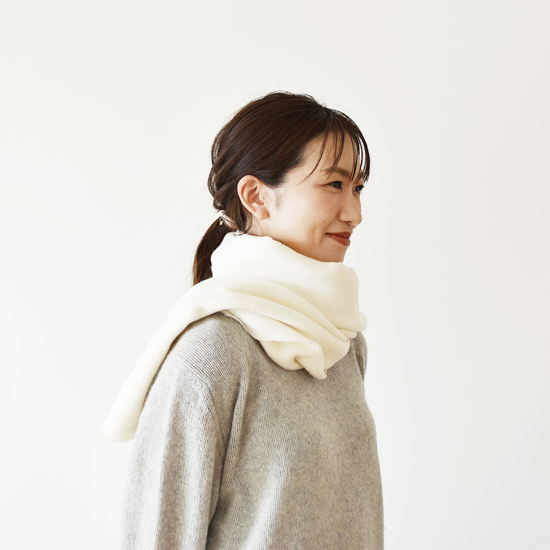 (数量限定トライアル特別20%オフ価格) C&Sオリジナルシルクフリース マフラーカット 30cm　ホワイト
