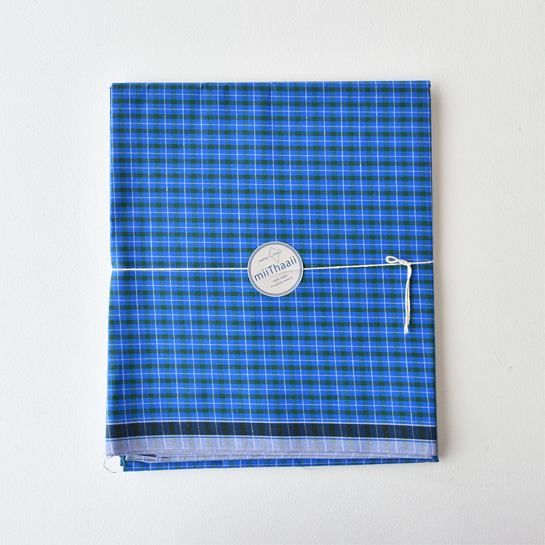 fog linen work ルンギファブリック　ブルー×グリーン