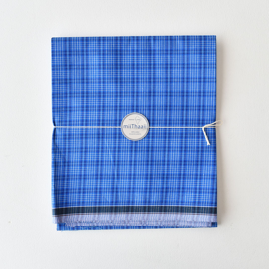 fog linen work ルンギファブリック　ブルー×ネイビー