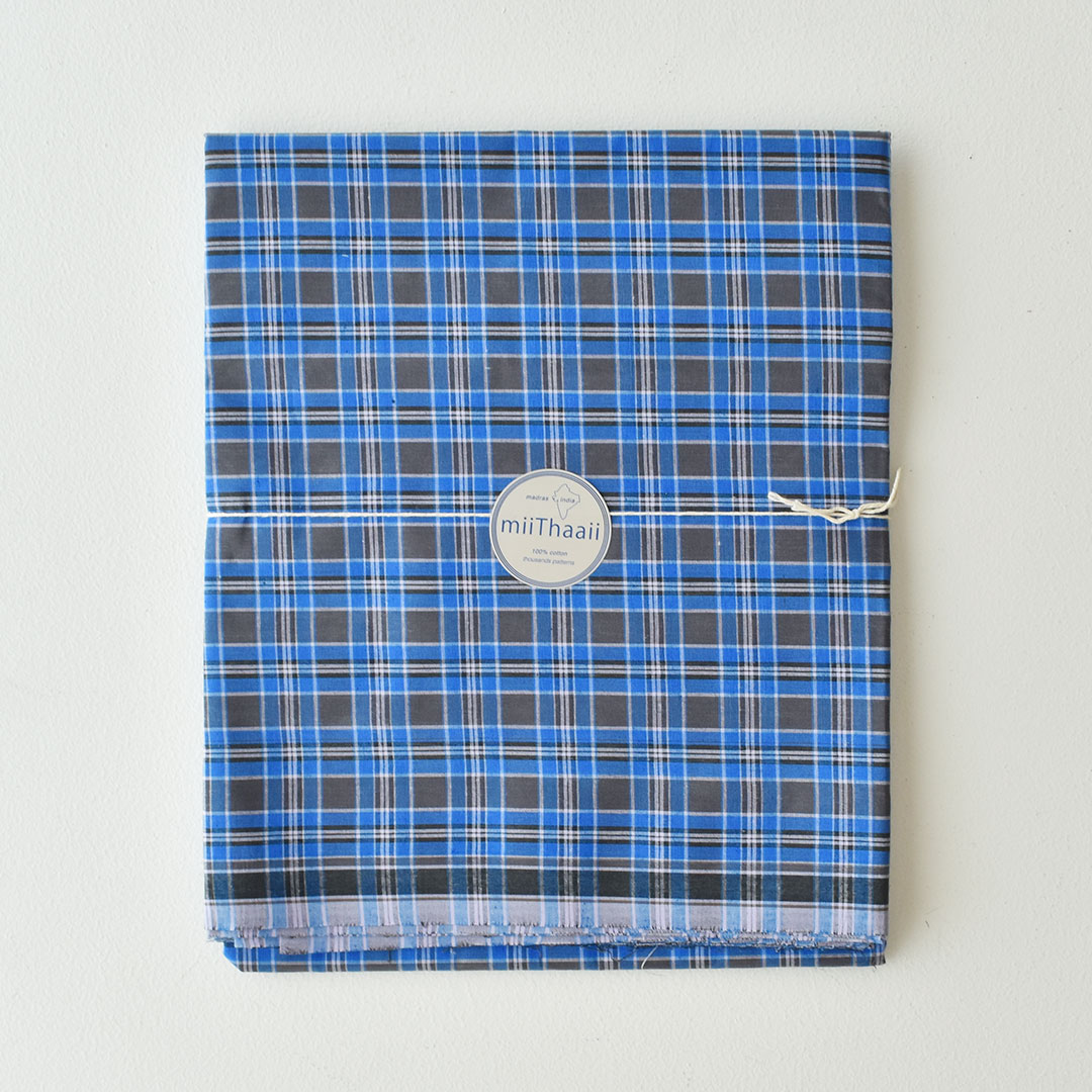 fog linen work ルンギファブリック　ブルー×グレー系
