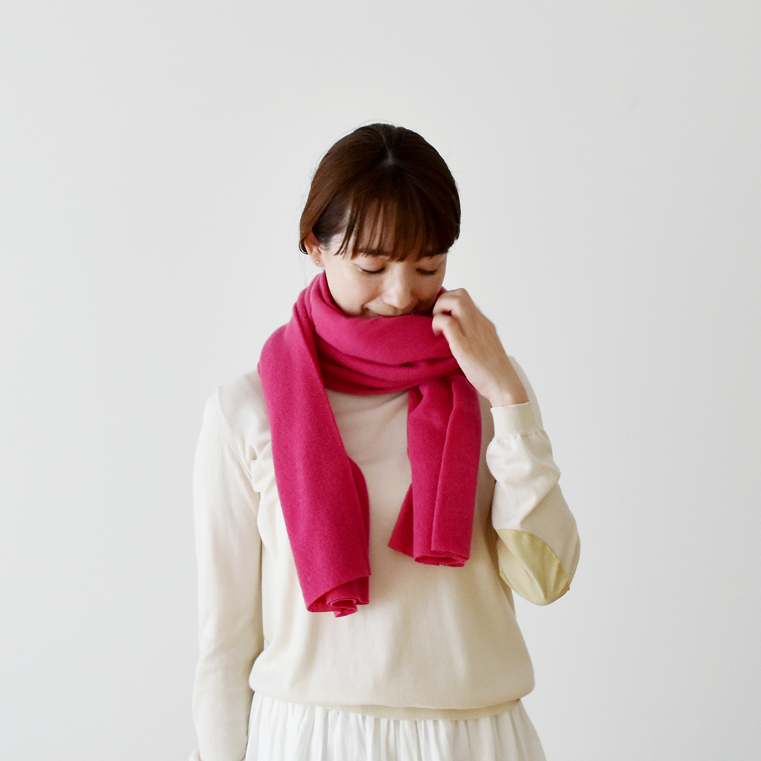 C&Sオリジナルカシミヤ フォイユ マフラーカット 1.6m　ピンク