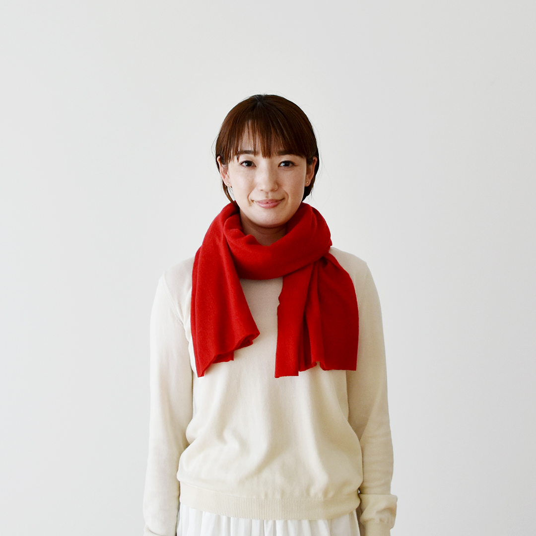 C&Sオリジナルカシミヤ フォイユ マフラーカット 1.6m　赤