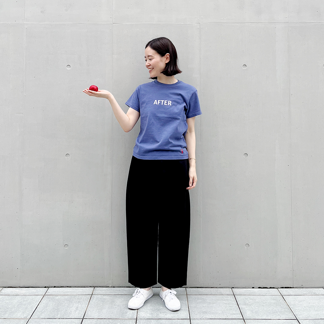 シンプルテーパードパンツ　よそいきのハーフリネン ダークネイビー