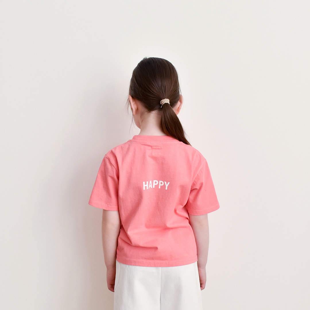 CHECK＆STRIPE / KIDS Tシャツ SEW HAPPY コーラルピンク 2