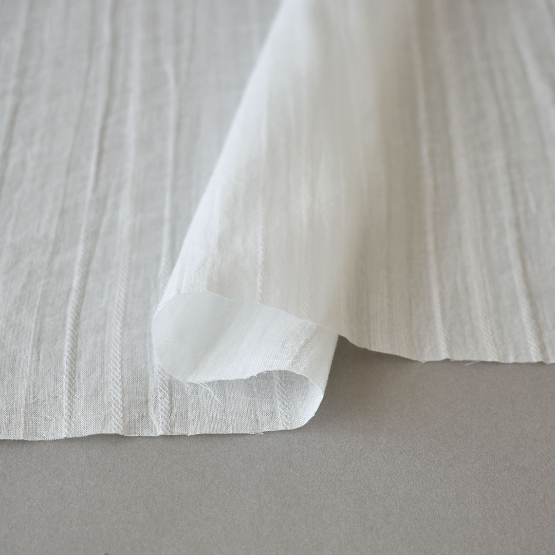 幅広コットンシフォンストライプ　ホワイト系