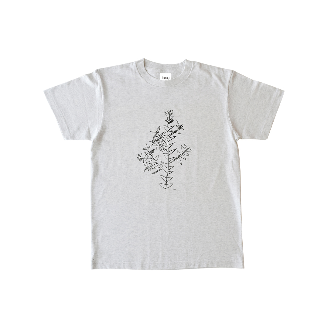 konst BotanicalイラストTシャツ　アッシュ Sサイズ