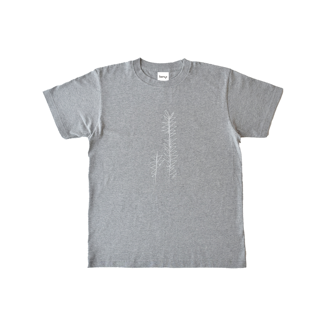 konst BotanicalイラストTシャツ　ヘザーグレー Sサイズ