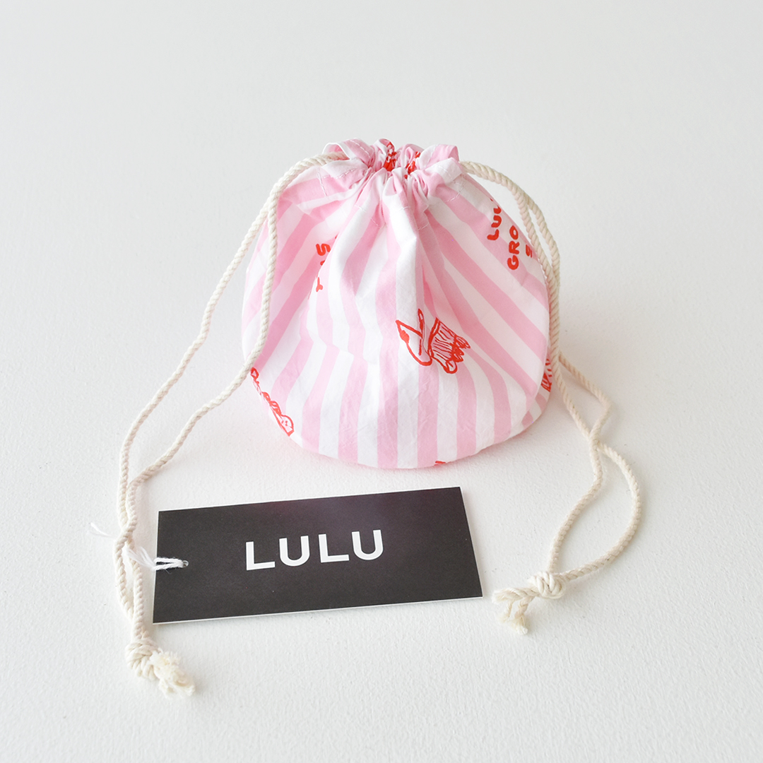 LULU オリジナルプリント丸底巾着