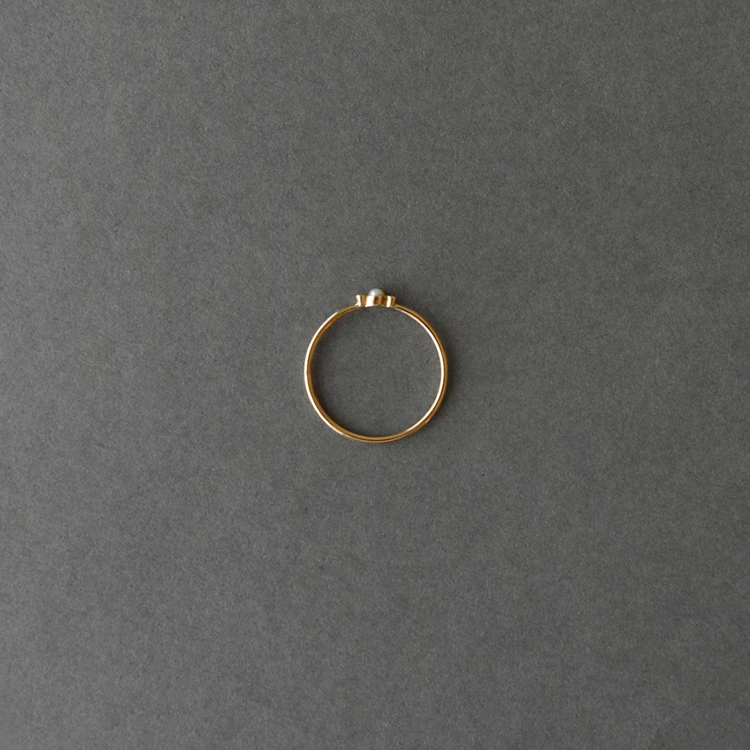 Toile 2Diamond Round Pearl Ring　9号
