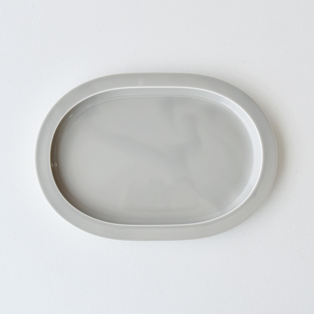 yumiko iihoshi porcelain × CHECK&STRIPE「限定」Oval Flatine フラックスグレー
