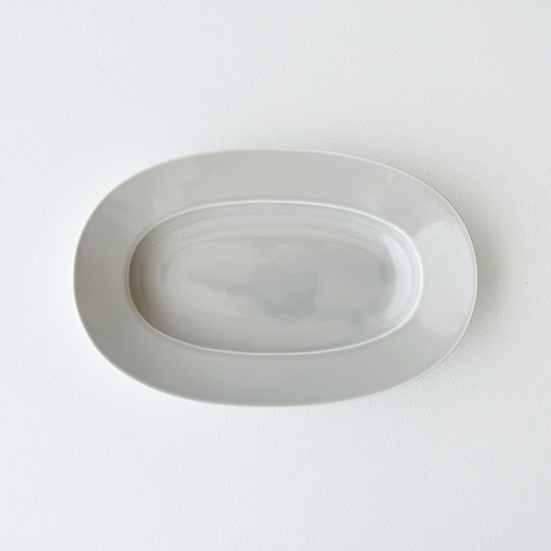 yumiko iihoshi porcelain × CHECK&STRIPE  Oval Plate フラックスグレー　L