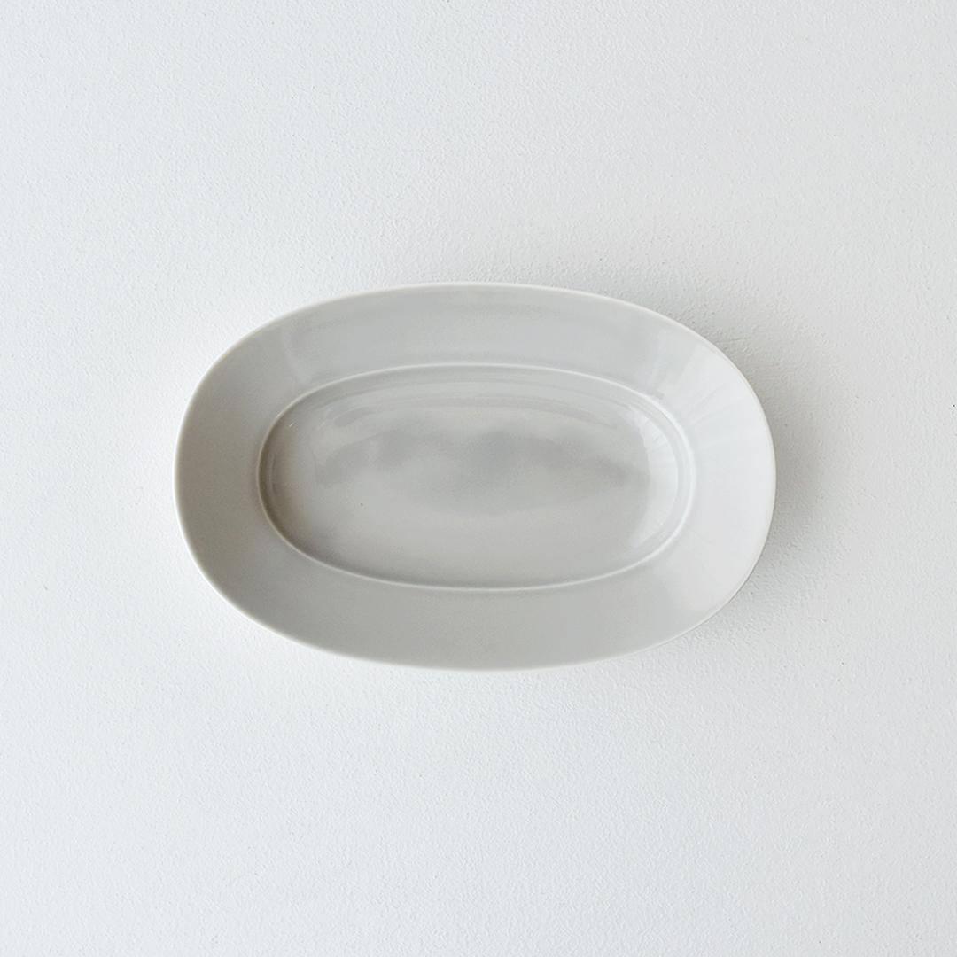 yumiko iihoshi porcelain × CHECK&STRIPE  Oval Plate フラックスグレー　M