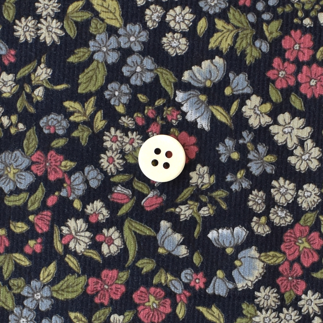 コーデュロイプリント 花柄　ネイビー系