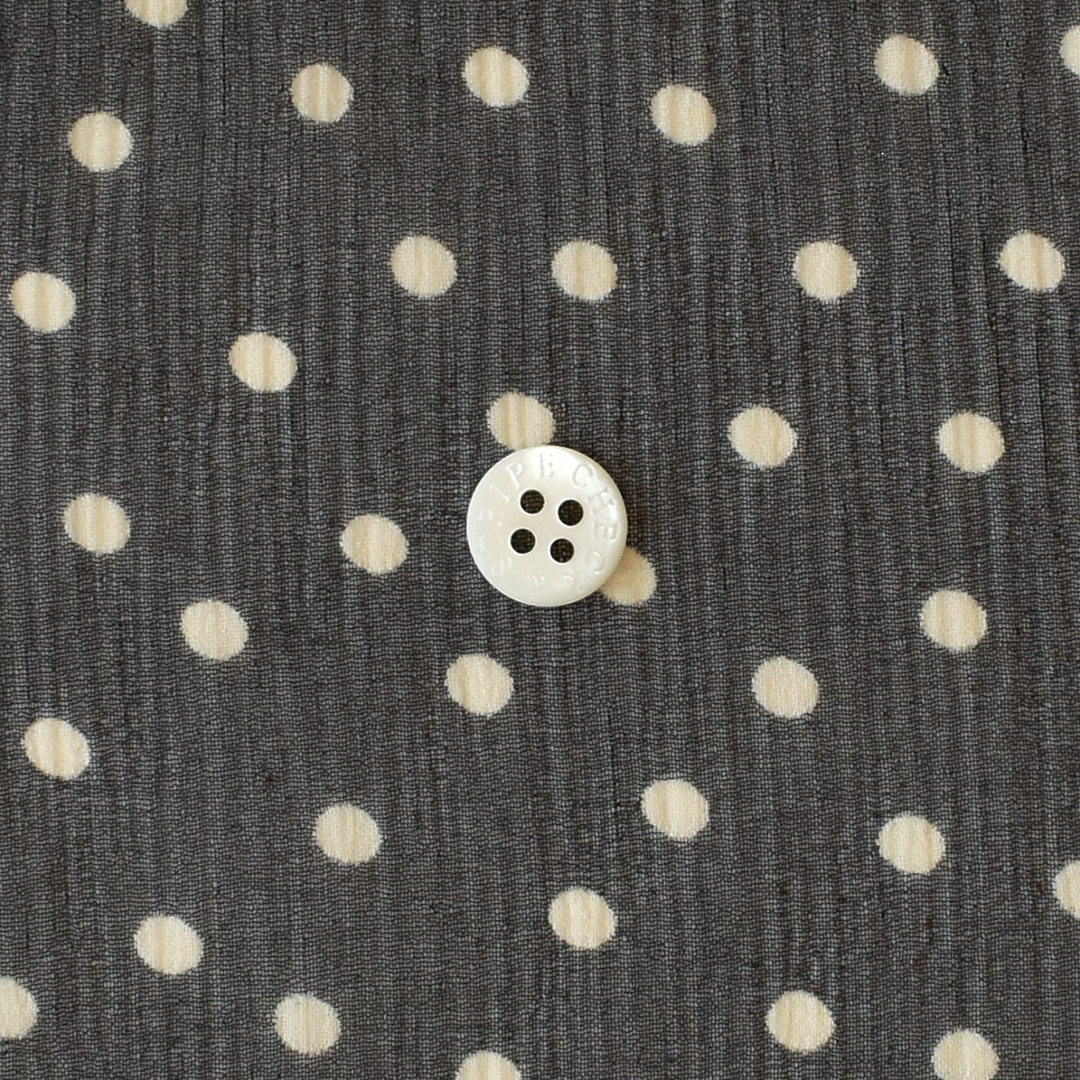 シルク楊柳 ドット　ブラック×ライトベージュ